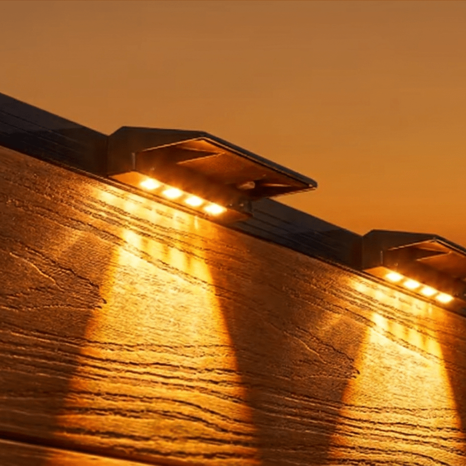 Nomedo Solar Wandlamp, avondsfeer op schutting