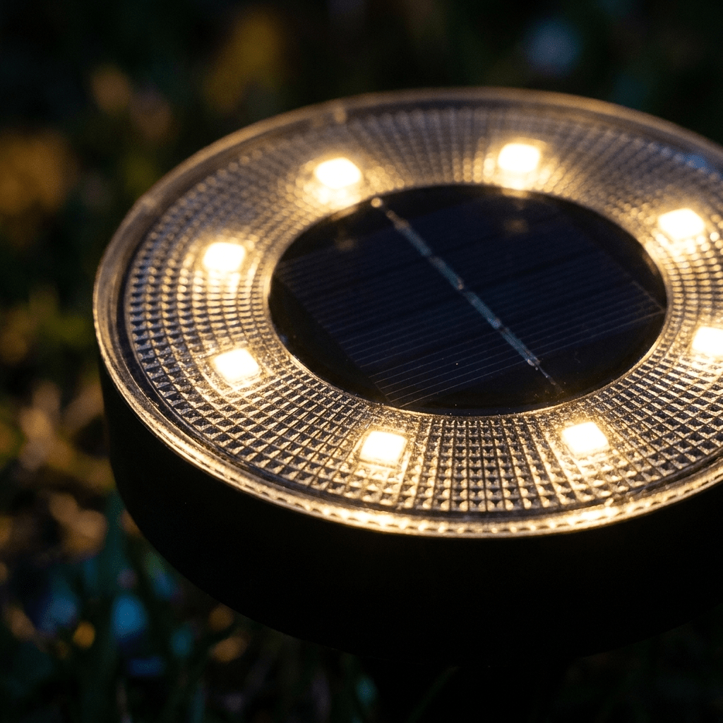 Close-up van de LED-ring van de Nomedo Solar Grondlamp