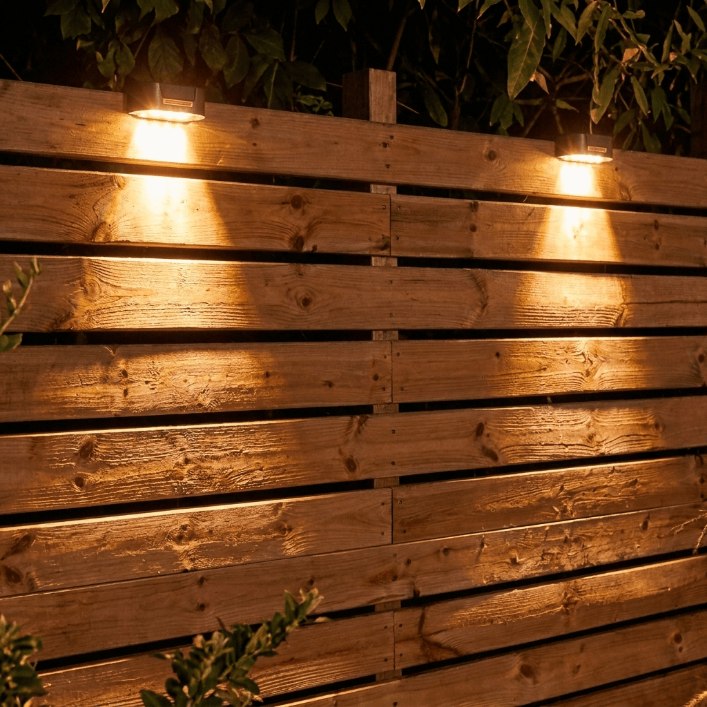 Nomedo Solar Wandlamp, op een schutting