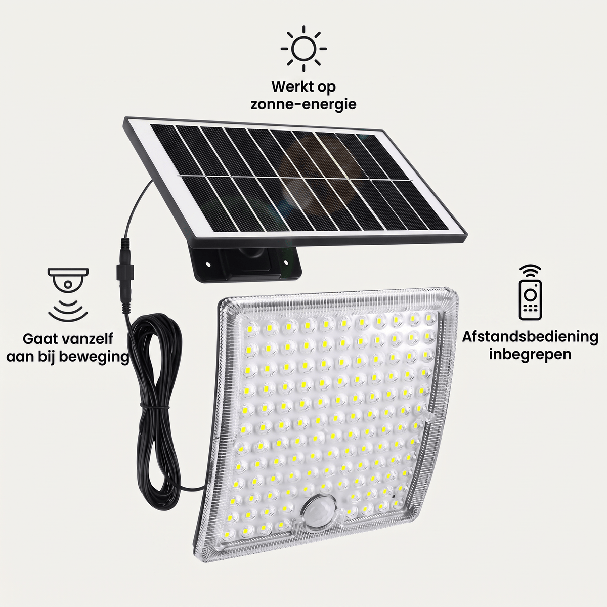 USP's: zonne-energie, beweging, afstandsbediening