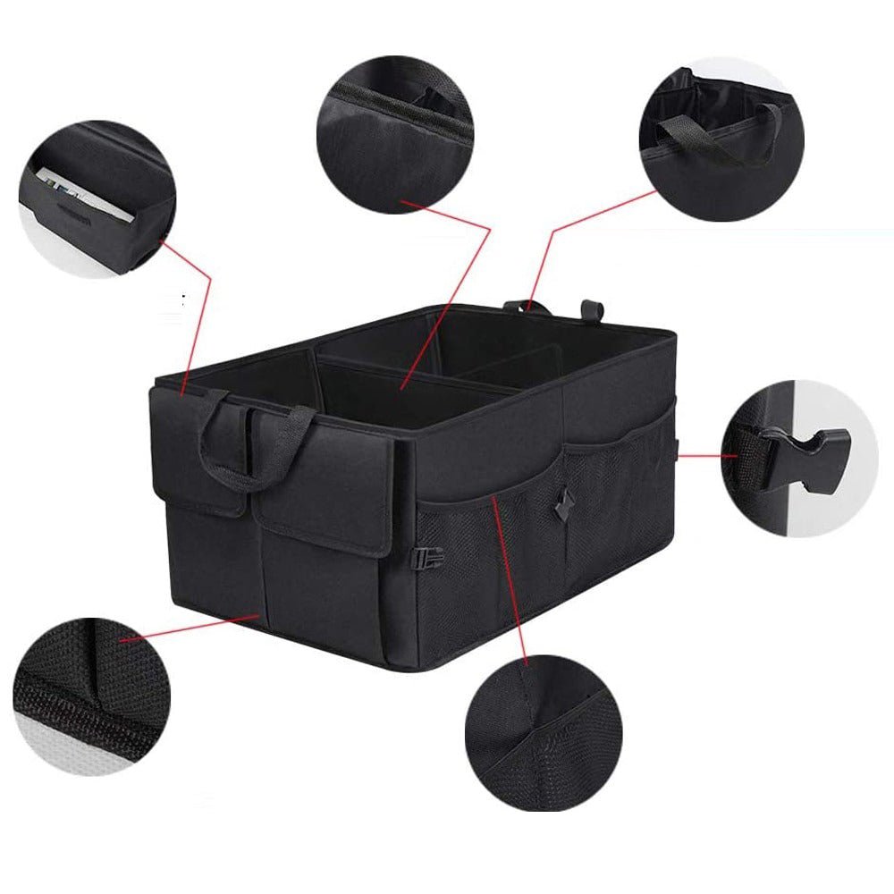 Universele auto organizer in de kofferbak in gebruik
