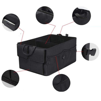 Universele auto organizer in de kofferbak in gebruik